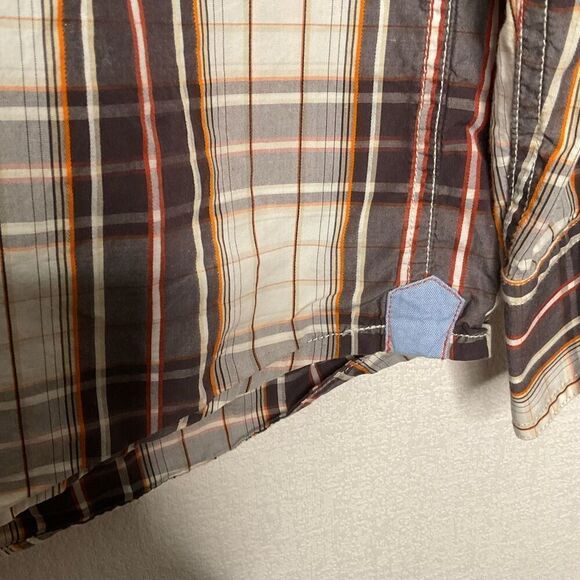 Tommy Bahama Jeans Men’s Large Button Up Long Sleeve Shirt Brown Plaid Cotton - Picture 8 of 12